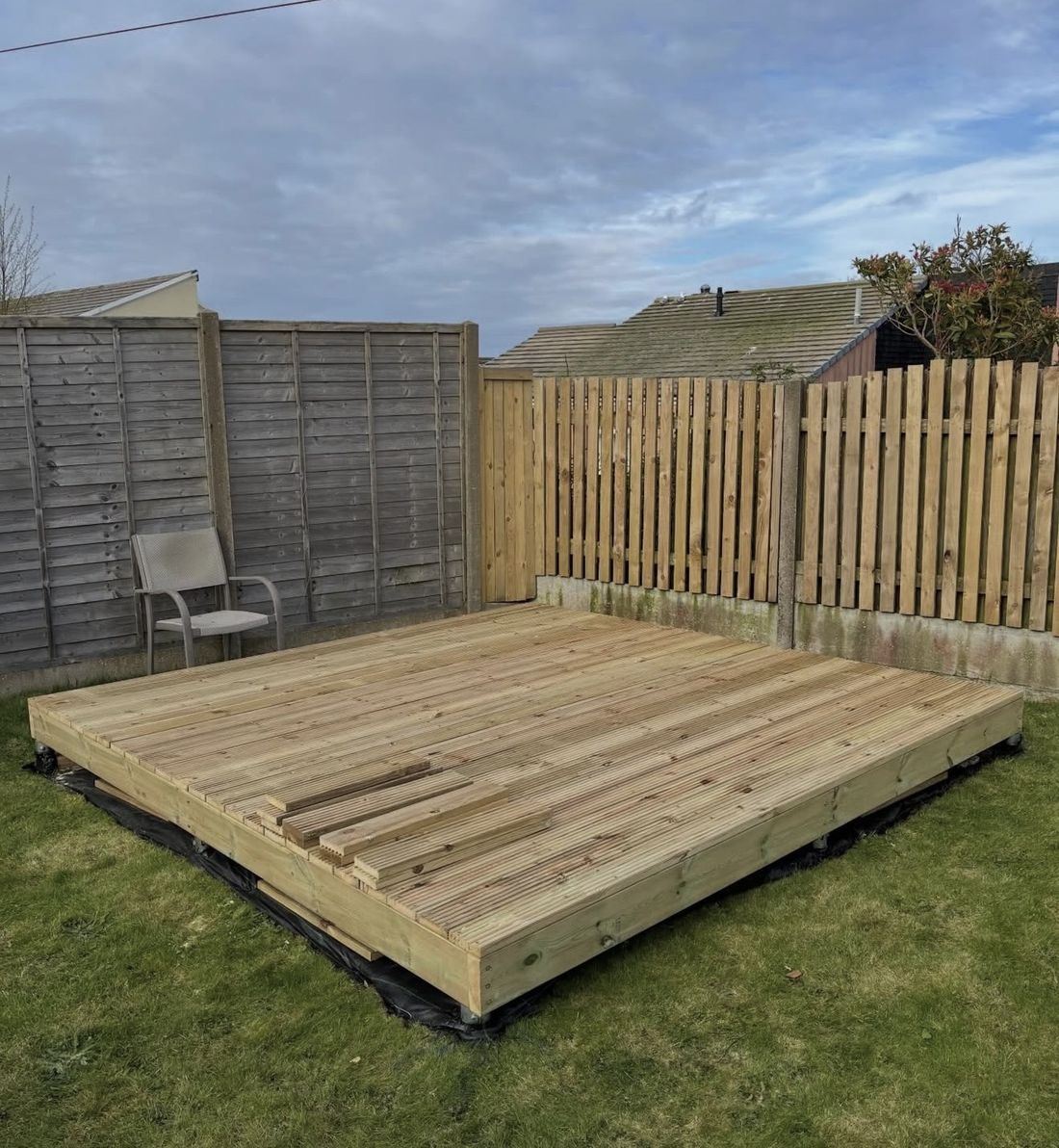Treated timber subframe built on ground screws — stage two of a base installation