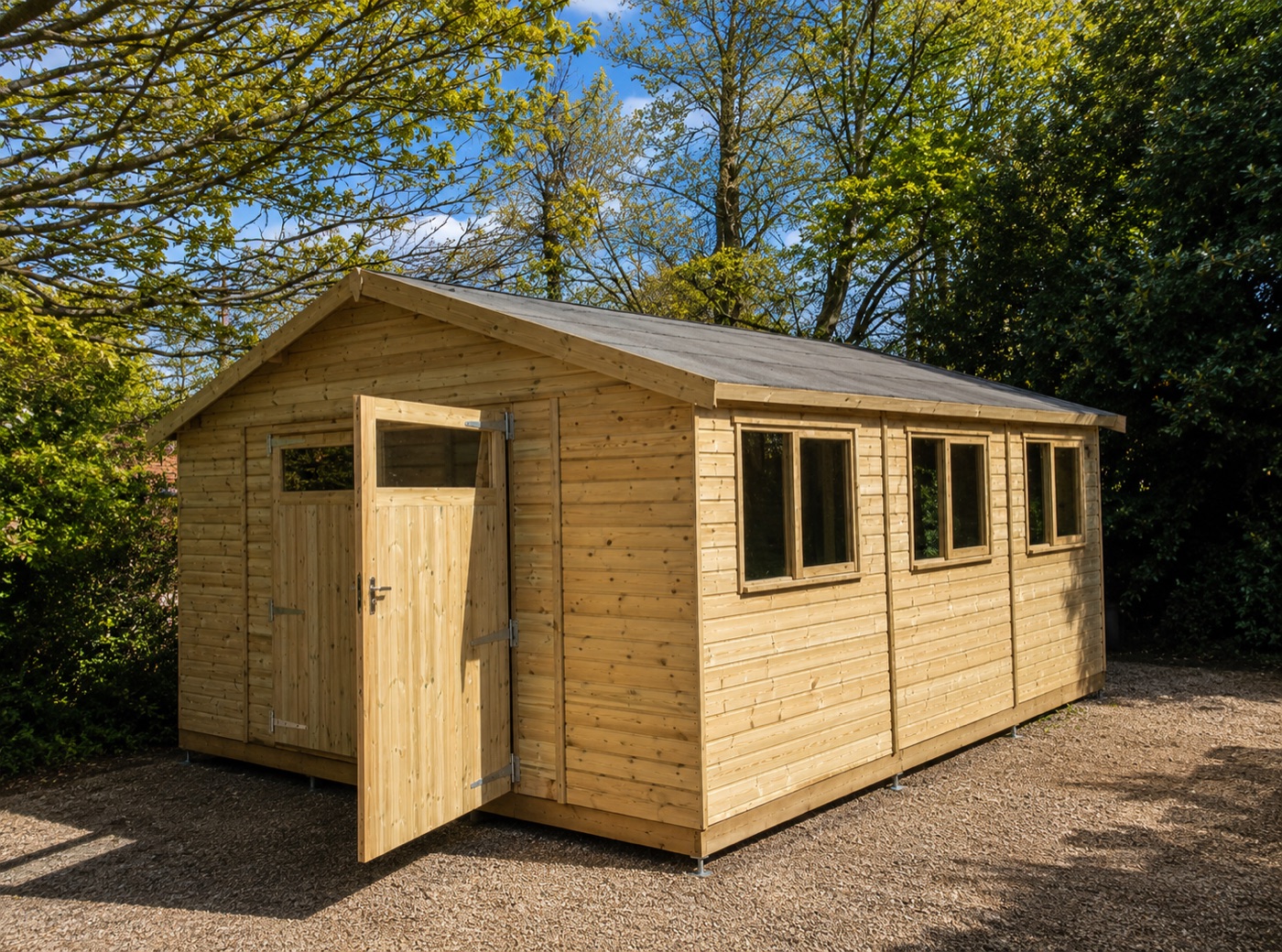 Timber garden garage and workshop example